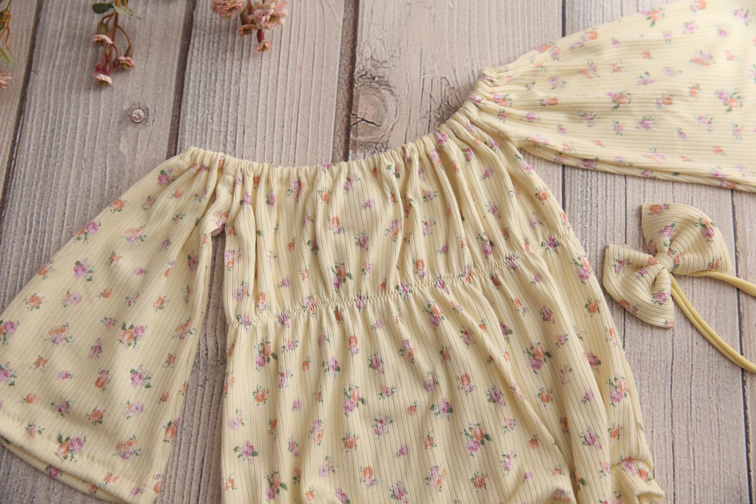 Bellami Romper; 0-3 month to 18/24 month; Dainty Yellow Floral- MADE TO ORDER