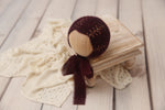 Knit Newborn Bonnet- Deep Burgundy Violette- Made to Order