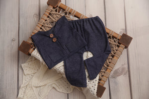 Syler Newborn or Sitter  (6-9 month) Vest & Pants Set- Blue on Blue Sweater- MADE TO ORDER