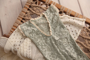 Newborn Madelyn Romper- Lacy Sage- MADE TO ORDER