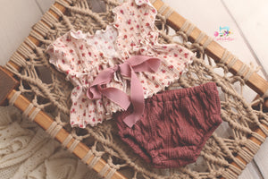 Kelly Newborn Set- Mauve and Curls- Made To Order
