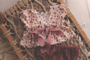 Kelly Newborn Girl Set- Mauve and Curls- Made To Order