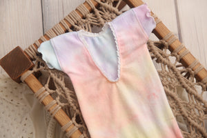 Newborn Madelyn Romper- Whimsical Rainbow- MADE TO ORDER