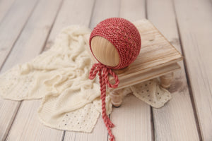 Knit Newborn Bonnet- DK Christmas Sara- Made to Order