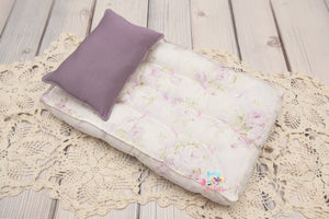 Made to Order REVERSIBLE 2 Color Ivory & Lilac Floral- NB Mattress