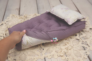 Made to Order REVERSIBLE 2 Color Ivory & Lilac Floral- NB Mattress