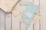 Newborn Boy Footie Jammies- Seafoam Plaid- Made To Order