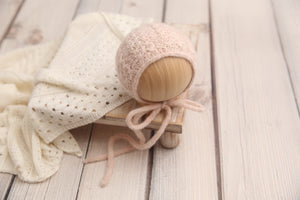 Knit Newborn Bonnet- Brush Boucle- READY TO SHIP