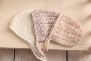 Knit Newborn Bonnet- Brush Boucle- READY TO SHIP