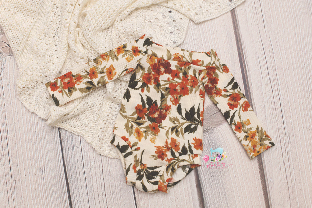 Oatmeal & Fall Lilly Romper; Newborn to sitter; MADE TO ORDER