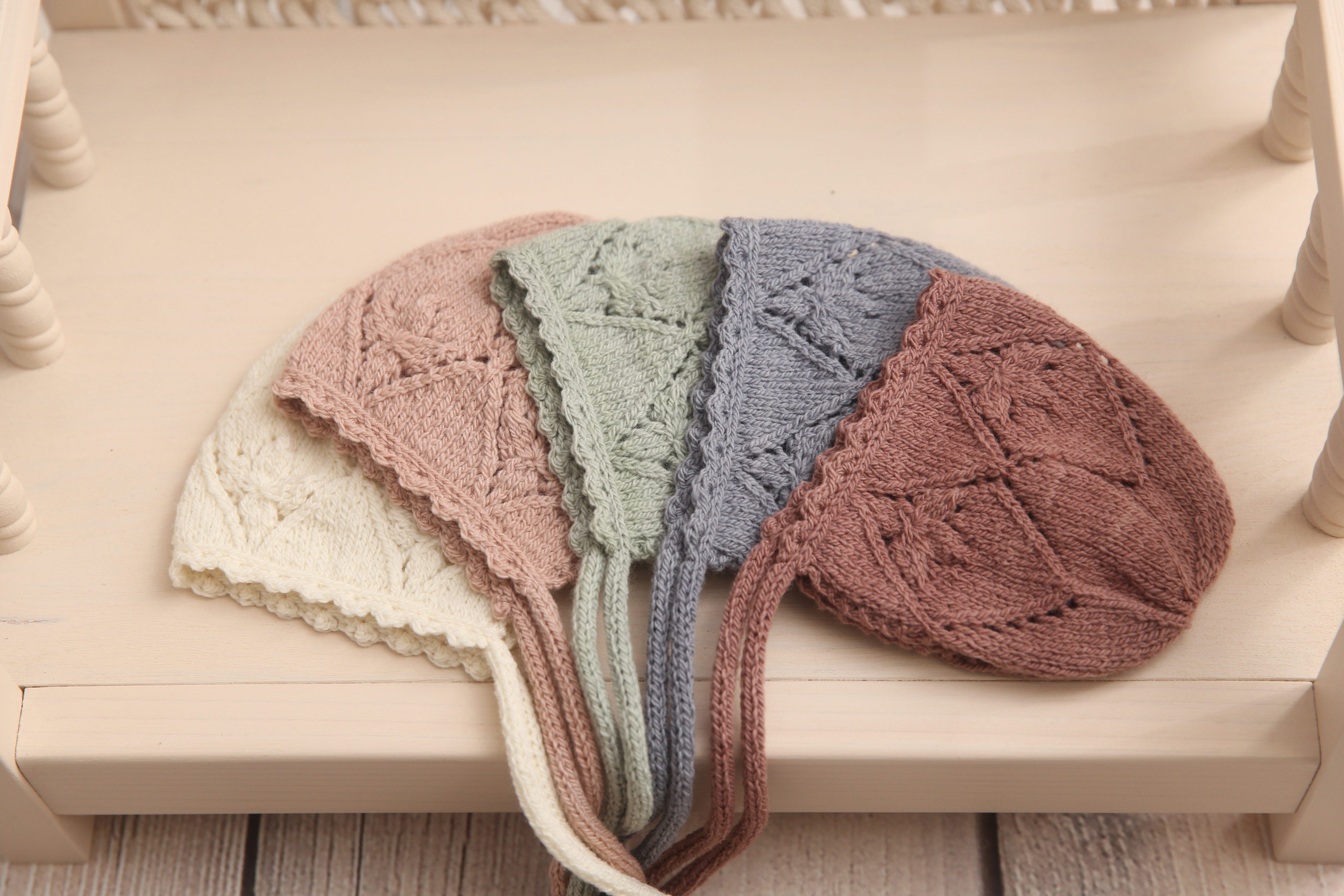 Knit Newborn Bonnet and/or wrap- Solid Blossoms- Made To Order