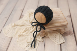 Knit Newborn Bonnet- Forest Green Heritage- Made to Order