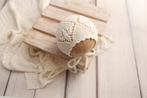 Knit Newborn Bonnet and/or wrap- Solid Blossoms- Made To Order
