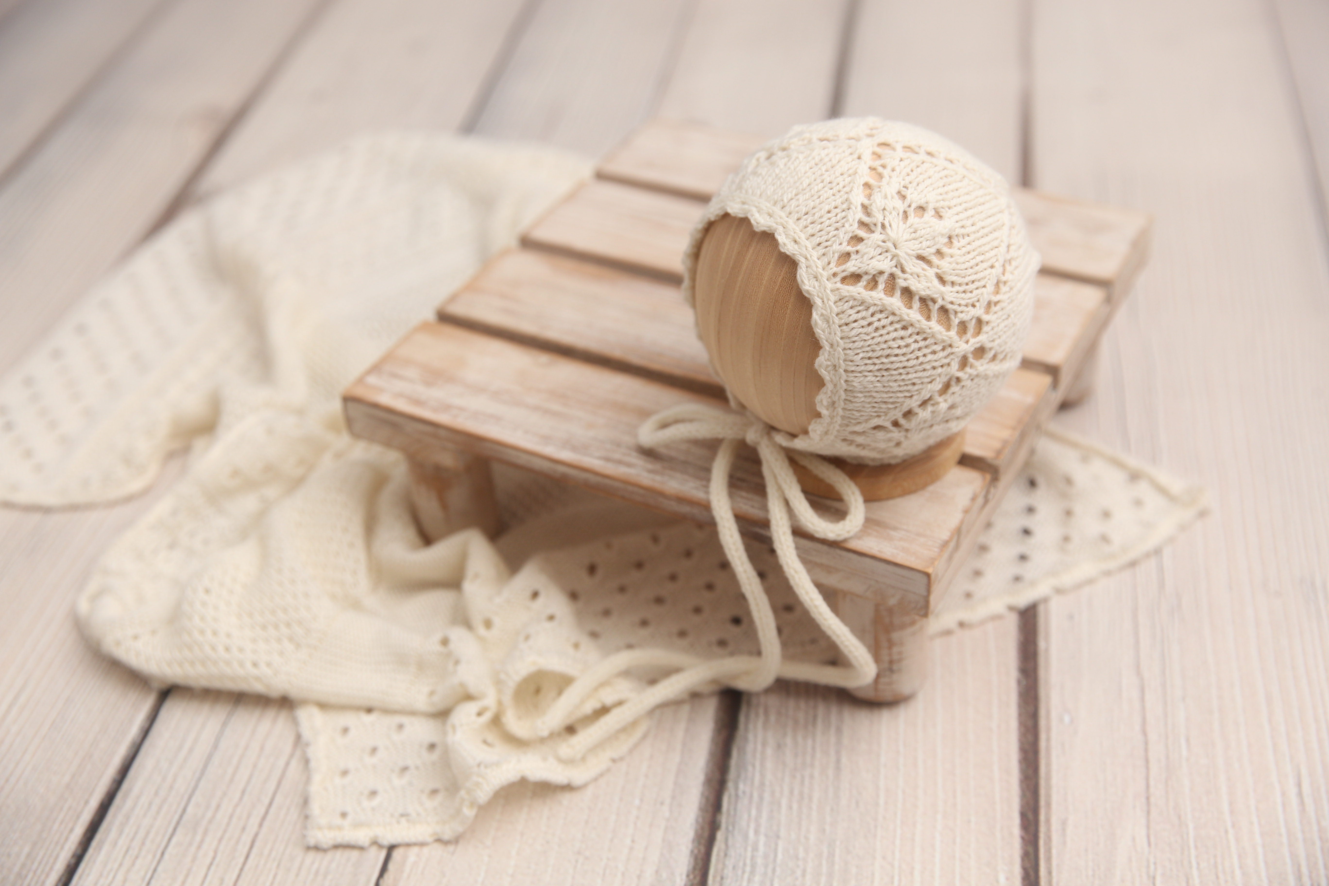 Knit Newborn Bonnet and/or wrap- Solid Blossoms- Made To Order