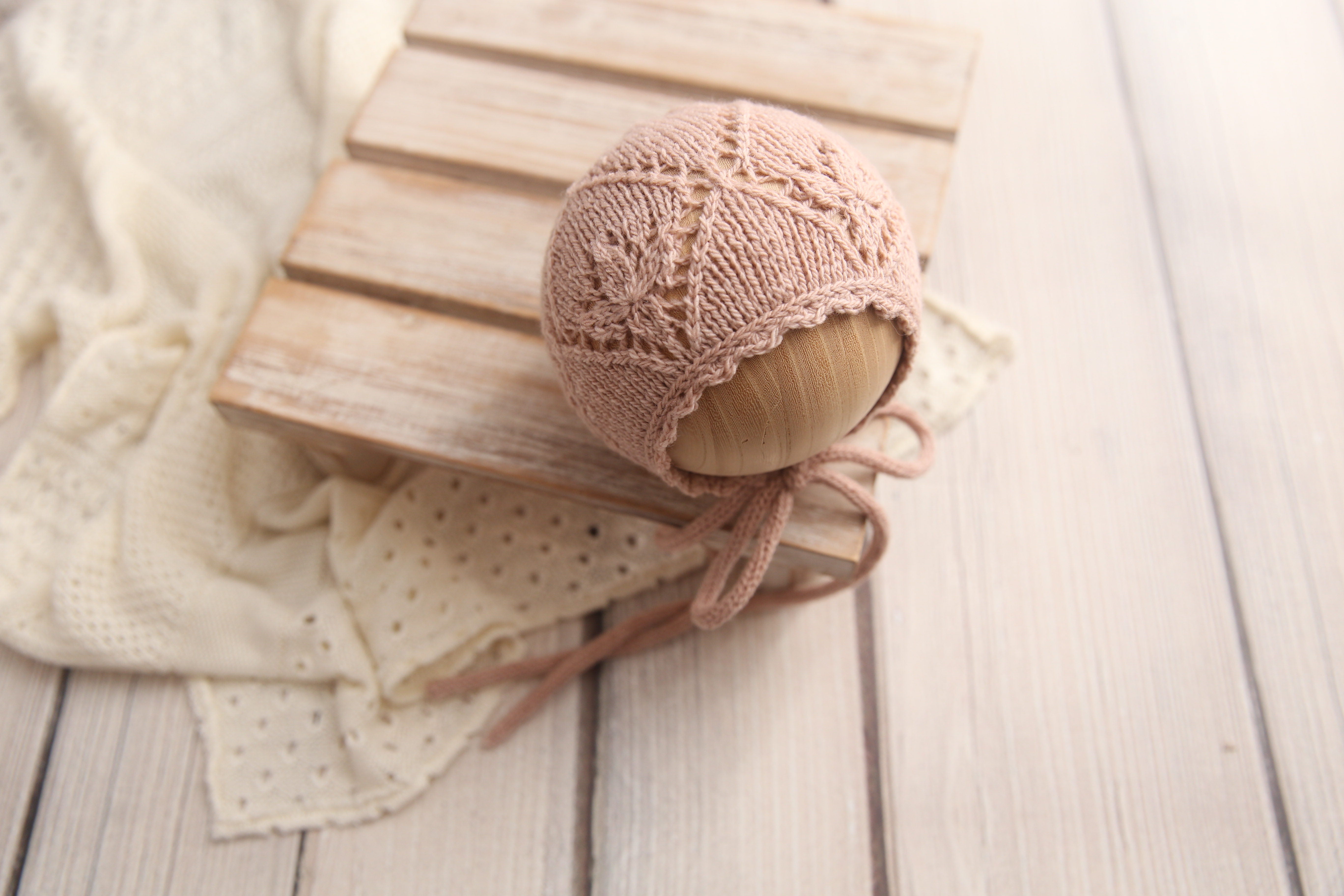 Knit Newborn Bonnet and/or wrap- Solid Blossoms- Made To Order