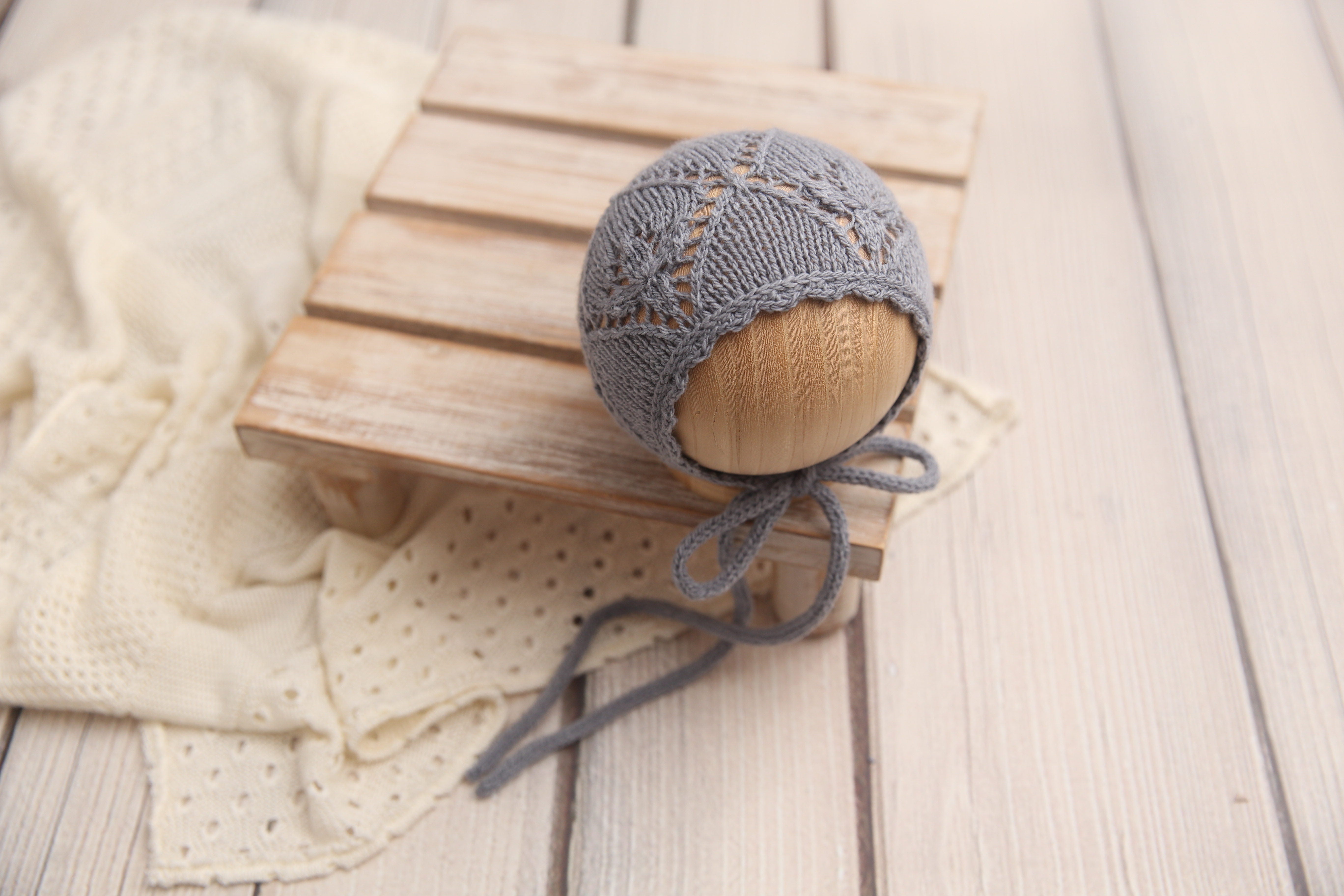 Knit Newborn Bonnet and/or wrap- Solid Blossoms- Made To Order