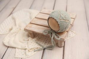 Knit Newborn Bonnet- Solid Blossoms- READY TO SHIP