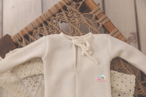 Newborn Footie Jammies- Ivory Sweater- MADE TO ORDER