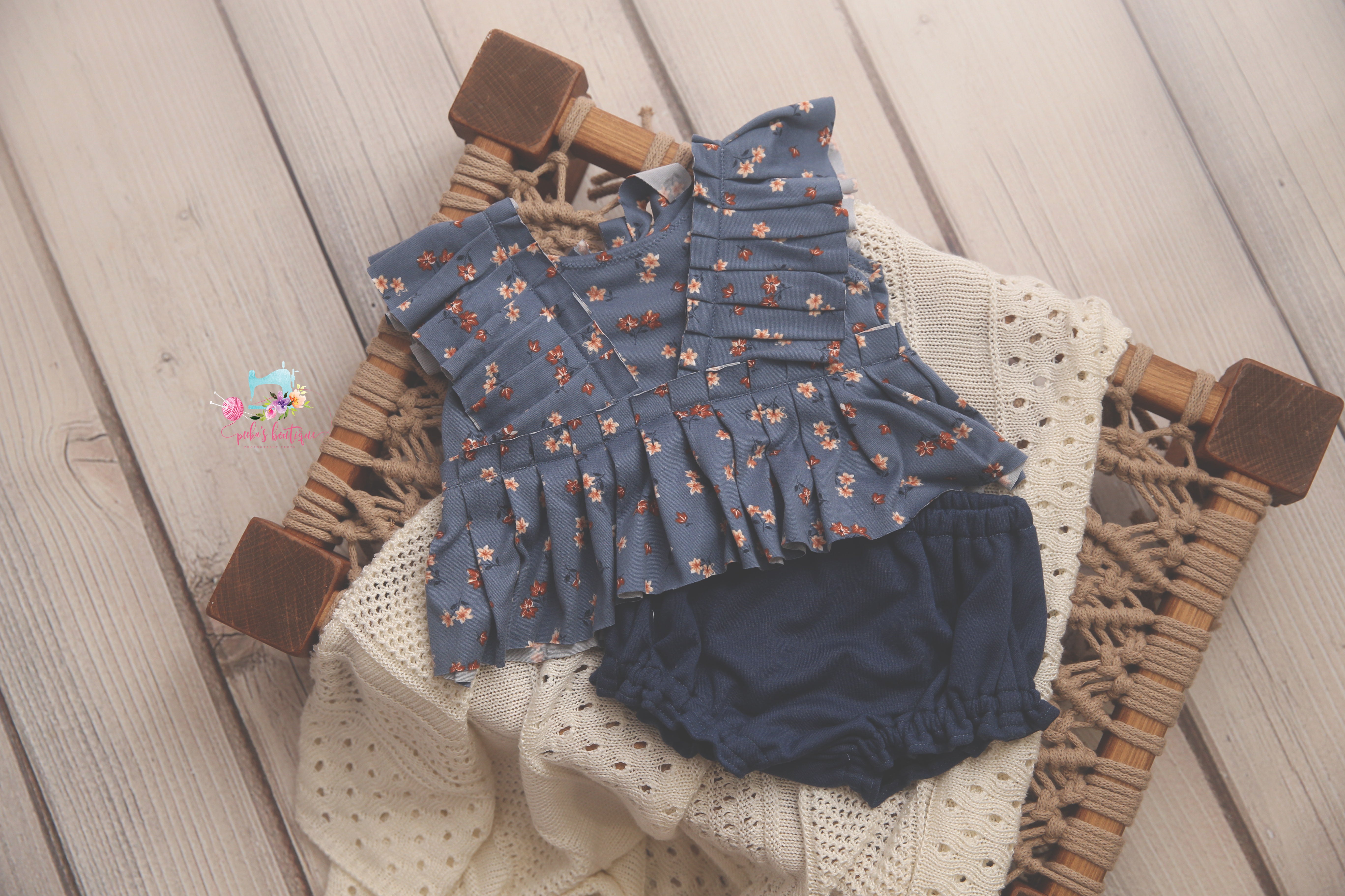 Kinsley Newborn or Sitter (6-12 Month) Blue Belle Outfit- MADE TO ORDER