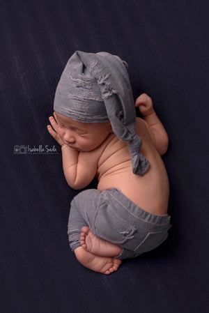 Newborn Distressed Pants and Sleepy Cap Set- MADE TO ORDER