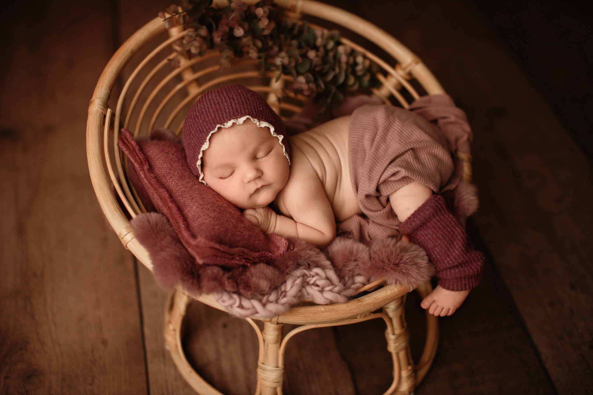 CUSTOM- Newborn & Sitter Girl Bonnet and/or Leg Warmers- Custom Color- MADE TO ORDER
