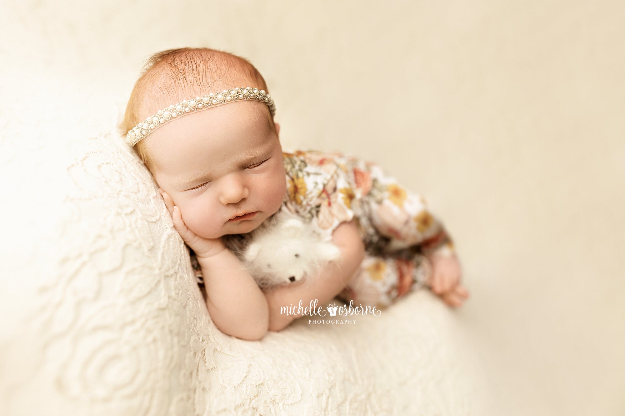 Newborn Madelyn Romper- Lacy Sage- MADE TO ORDER