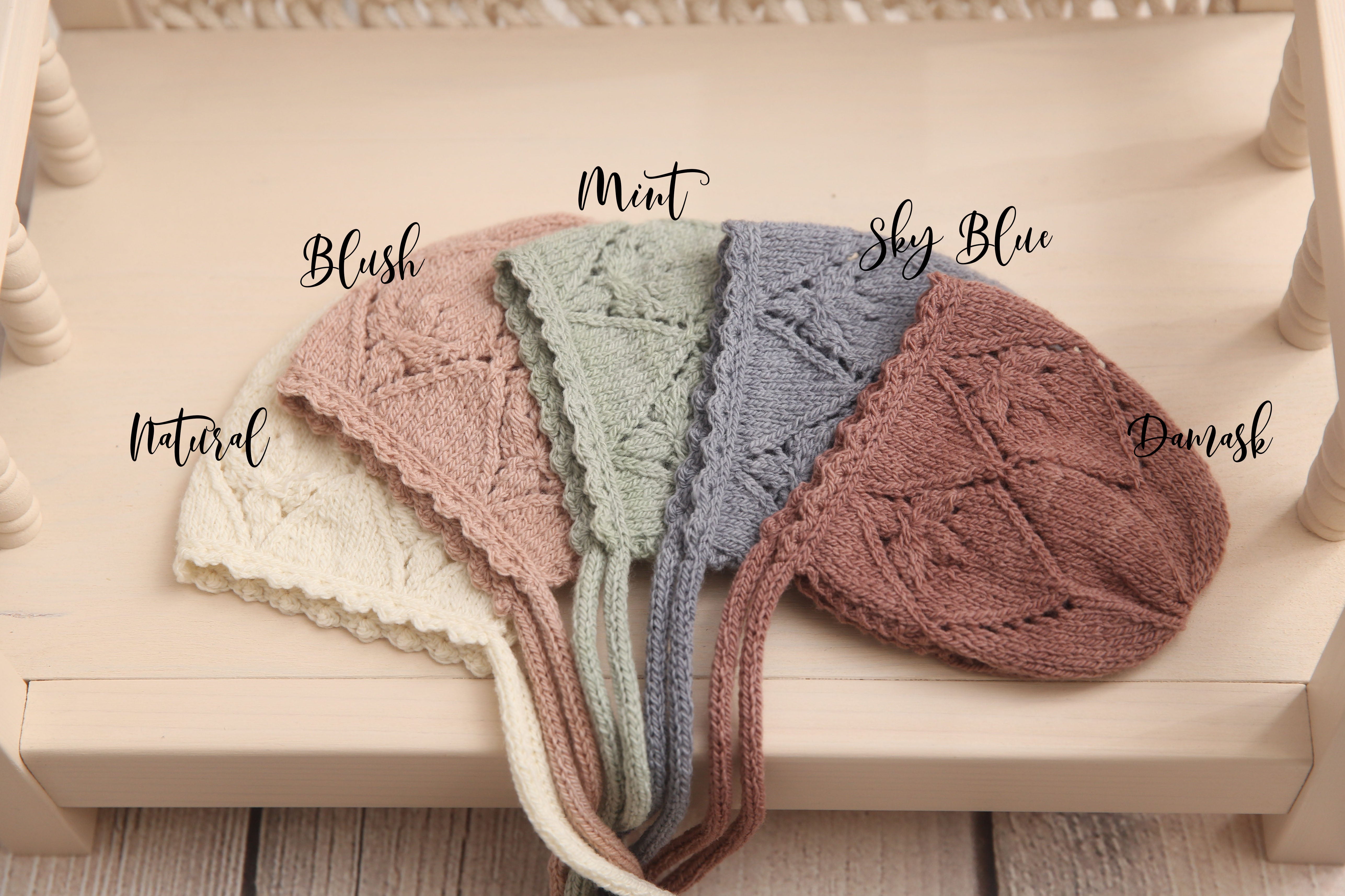 Knit Newborn Bonnet and/or wrap- Solid Blossoms- Made To Order
