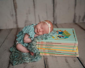 Kinsley Newborn or Sitter (6-12 Month) Mint/Taupe Scattered Floral Outfit- MADE TO ORDER
