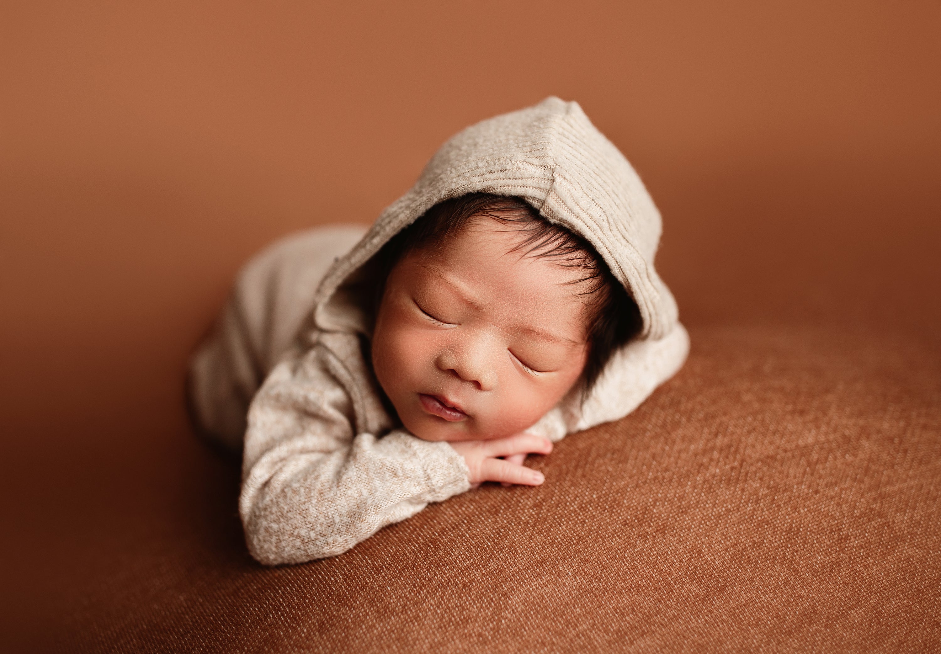 Newborn Boy Cuffed Hooded Romper- So Neutral- Made to Order