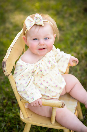 Bellami Romper; 0-3 month to 18/24 month; Dainty Yellow Floral- MADE TO ORDER