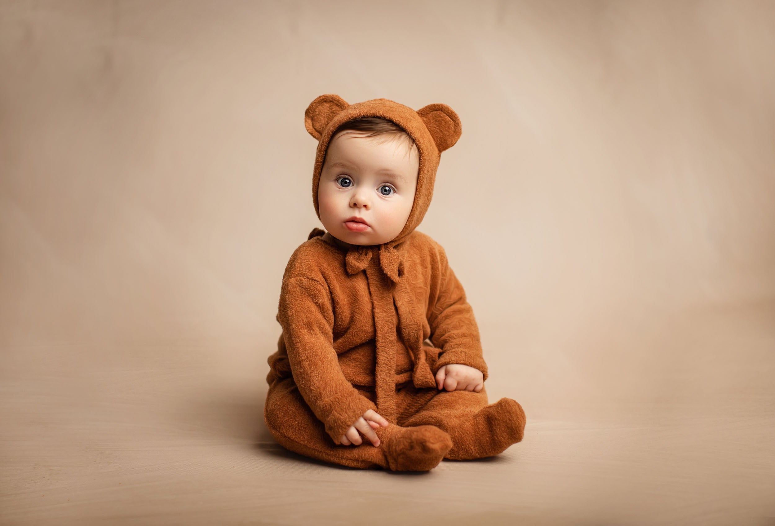 Koen Teddy Bear Footie Jammies- Fluffy Bears- Newborn or Sitter (6-9m)- MADE TO ORDER