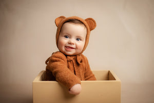 Koen Teddy Bear Footie Jammies- Newborn or Sitter (6-9m)- MADE TO ORDER