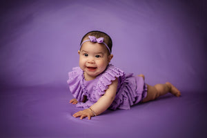 Kinsley Newborn or Sitter (6-12 OR 12-18 Month) Rainbow- Lavender Outfit- MADE TO ORDER