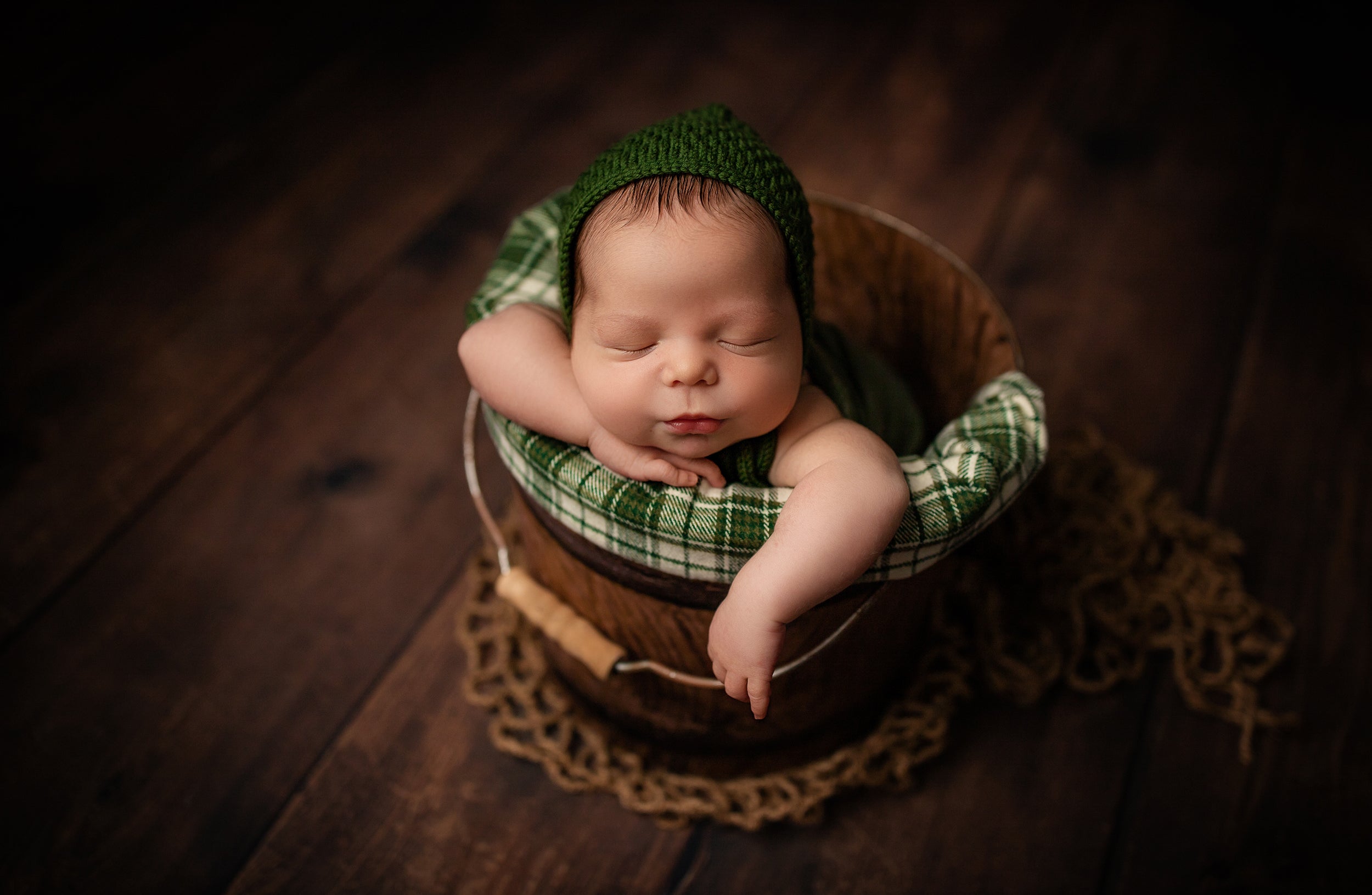 Knit Newborn Bonnet- Christmas Green Cypress- Made to Order
