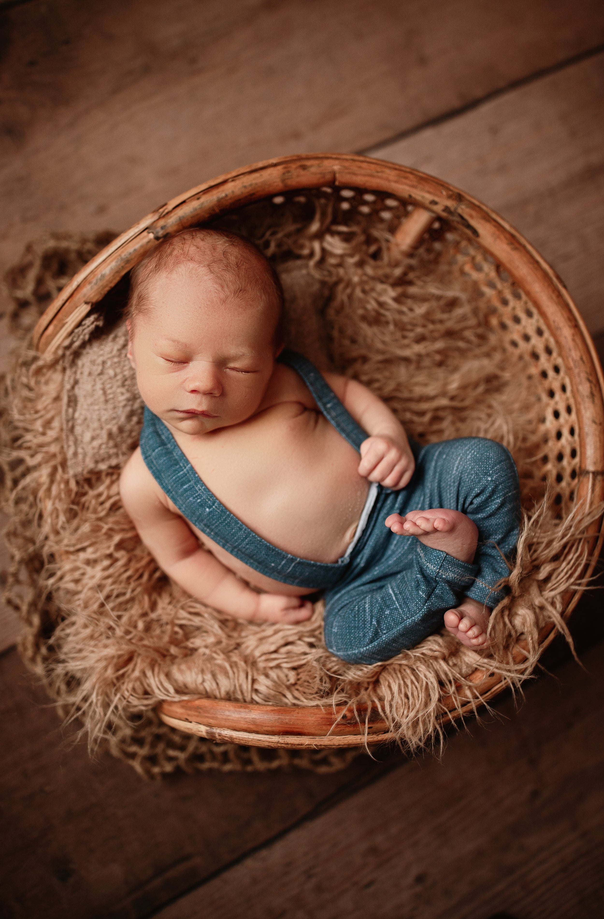 Newborn or Sitter Linen Suspenders- MADE TO ORDER- Blue Denim