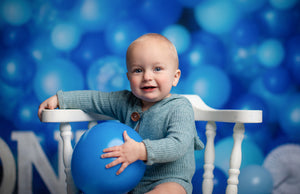 Ryan- Newborn/Sitter Boy Hooded Blue Sweater Romper- Made to Order